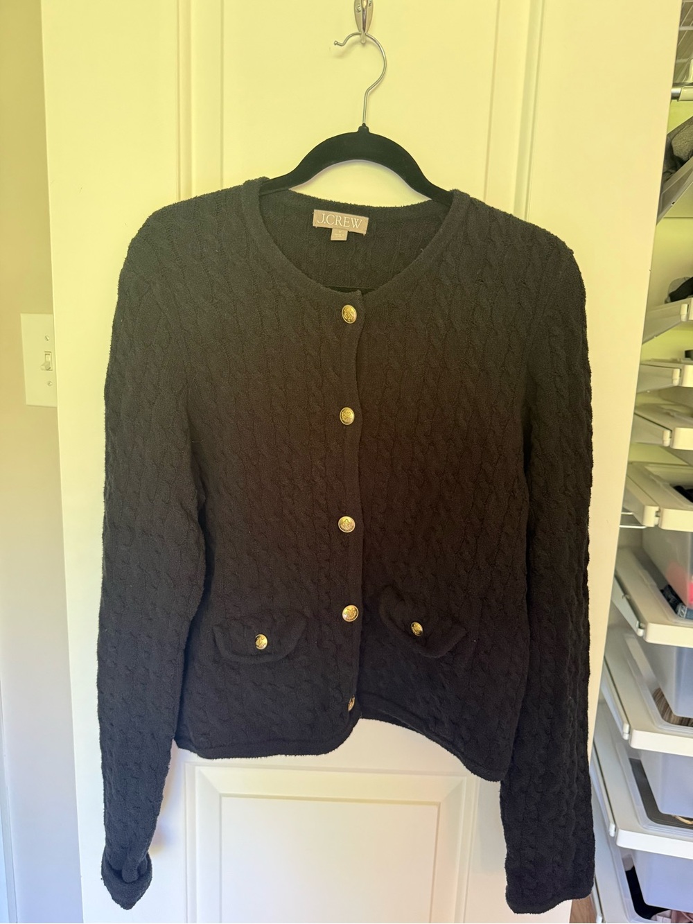 J. Crew Women's Black Cable-Knit Button Cardigan - Never Worn!